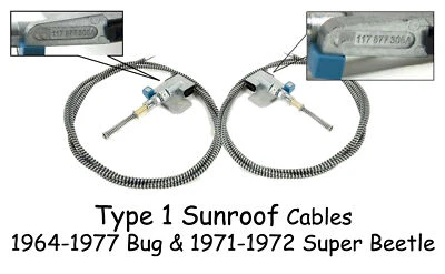 Vw Type 1 Bug 1964-1977 & Super Beetle 1971-1972 Steel Goldie Sunroof Cables • $180