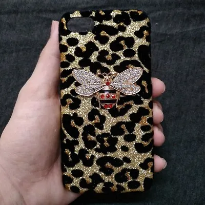 3D Bling Deluxe Shiny Leopard Rhinestone Bee Back Hard Case Cover For Phones • $8.93