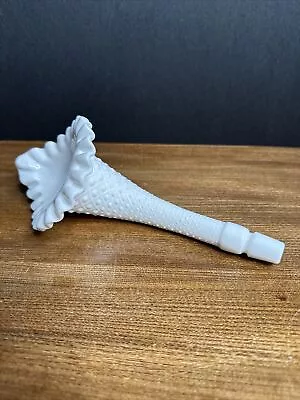Fenton Milk Glass White Hobnail Diamond Lace Epergne Horn 9” Replacement • $14.99