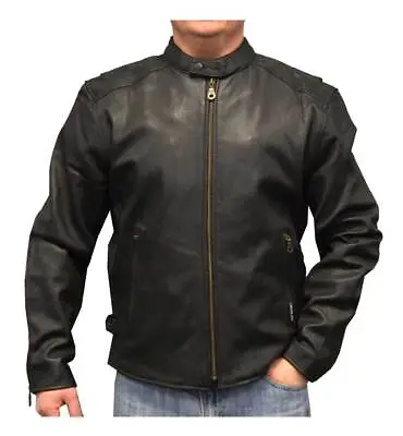 Redline Men's Leather Touring Motorcycle Jacket With Gator Liner Black M-600GS • $239.95