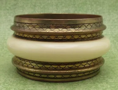 Vintage India Made Engraved Brass And Acrylic 1 3/4  Wide Bangle Bracelet • $5