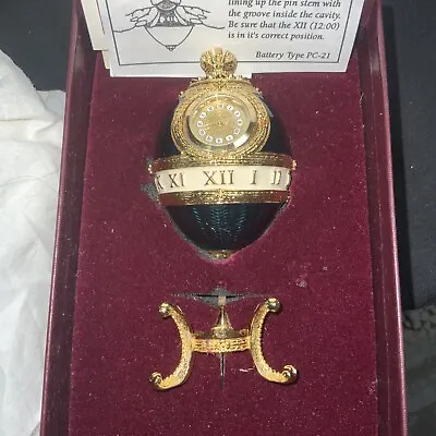 Joan Rivers Timepiece Imperial Treasures Blue Enamel Faberge Egg Clock • $85