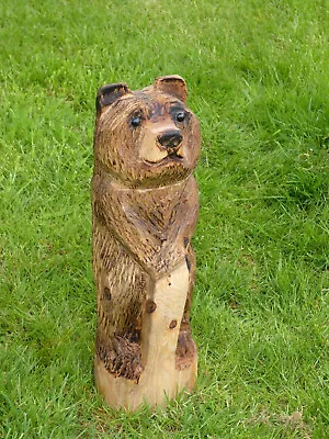 Chainsaw Carved  Bear Standing Leaning On A Post • £134.99