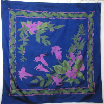 Floral Design THAI Silk Scarf 35“ Square Vintage ScarvesiLove 2176 • $25