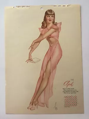 April 1946 Varga Pinup Girl Calendar Page Blonde In Pink Dress • $37