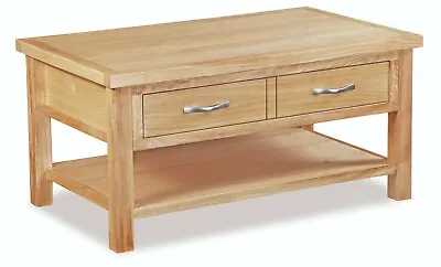 £249 • Buy Light Oak Storage Coffee Table With Drawer / Regal Modern Solid Wood Furniture 