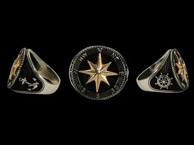 925 Sterling Silver Compass Ring 9  Men Usa Size New Handmade • $31