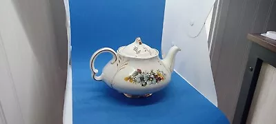 Elloreave English Vintage Floral Tea Pot Teapot Gold Color Trim 9x7 • $15
