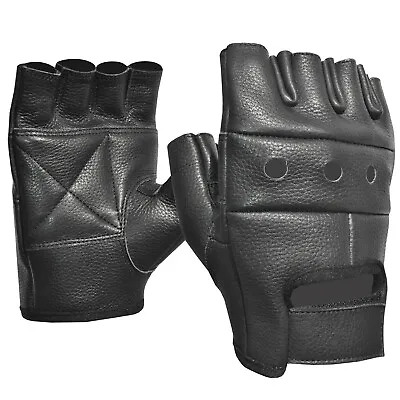 Fulmer Adult 550 Blaze - Fingerless Leather Motorcycle Gloves • $9.99