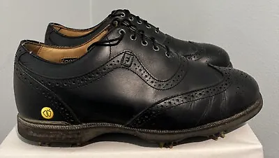 FootJoy Icon Black 52014J Black Leather Brogue Oxford Spike Golf Shoes Mens 8.5 • $65