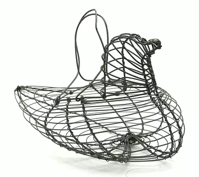 Vintage Primitive Rustic Metal Wire Chicken Hen Egg Collecting Farm Basket Small • $8.90