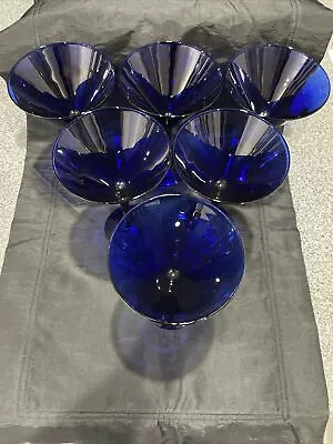 Vintage Cobalt Blue Martini Glasses  • $150