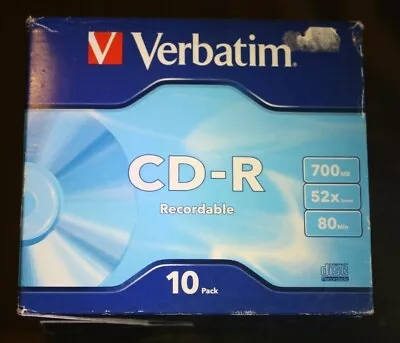 10 Pack Verbatim CD-R Recordable 700mb 52x 80min Factory Sealed Individuals • $30