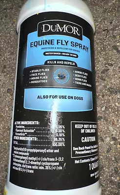 $24.99 • Buy DUMOR Equine Fly Spray For Horses 946 Ml Against Flies Mosquitoes Ticks Fleas