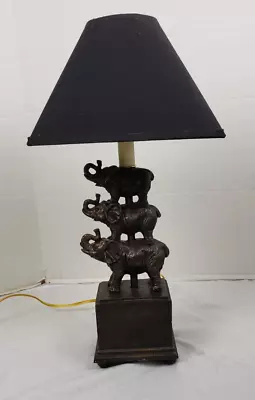 Vintage Three Stacked Black Elephants Table Lamp 22  Tall • $42.99