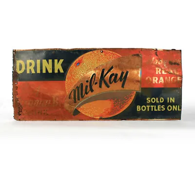 Vintage Signs Original Drink Mil-Kay Orange Soda Man Cave Gifts Advertising Rare • $249.99