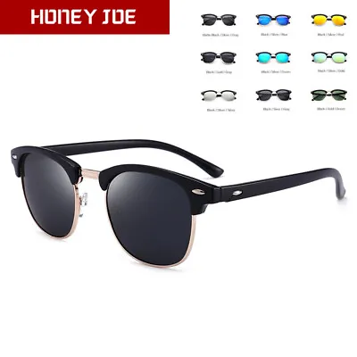 Retro Vintage Men Women Half Metal Frame Sunglasses Eyewear Shades UV400 Trendy • £3.88