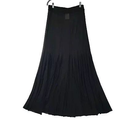 Free People Intimately NWT Godet Girl Maxi Skirt Flare Black Stretch Sheer Sz L • $59.99