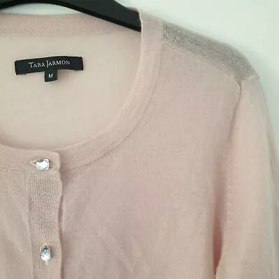 Tara Jarmon Cardigan Medium 10 Cashmere Rose Pink  3/4 Sleeves Short Jumper • £27