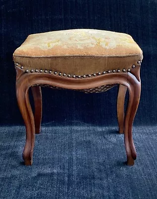 Antique French Country Needlepoint Stool ~ Piano ~ Vanity ~ Entry  • $350