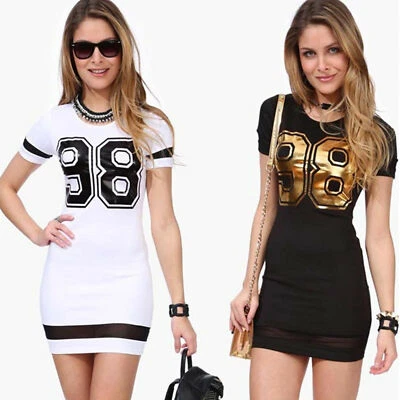 $17.09 • Buy Women Casual Short Sleeve Sports T-Shirt Dress Bodycon Slim Mini Dress Long Top