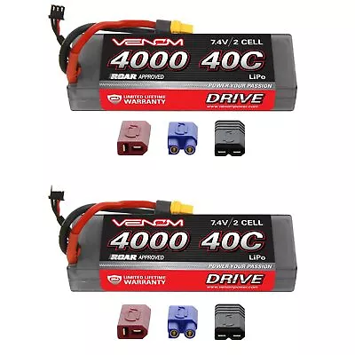 Venom Sport Power 40C 2S 4000mAh 7.4V LiPo Battery ROAR With UNI Plug X2 Packs • $137.98