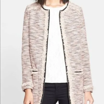 McGinn Sheila Pink And Black Tweed Zip Up Jacket Size Small • $12.99