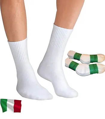 Davido Mens Socks Crew Made In Italy 100% Cotton 6 Pairs White Size 10-13 • $19.50