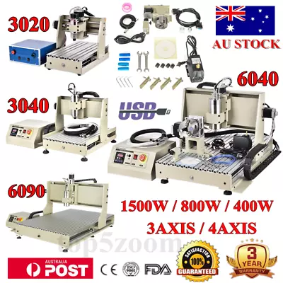 Usb! 3/4 Axis Cnc 6090 6040 Router Engraver Drilling Machine Carving 1500w 800w • $1800