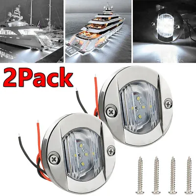 2Pack White Round Marine Boat LED Stern Transom Lights Cabin Deck Courtesy Light • $9.99