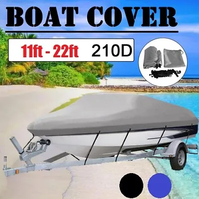 £26.49 • Buy Heavy Duty Boat Speedboat Cover Oxford Waterproof Fish Ski V-Hull Marine 11-22FT