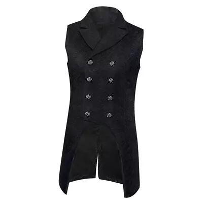 Mens Medieval Vest Waistcoat Gothic Steampunk Tailcoat Fancy Dress Costumes • $27.24