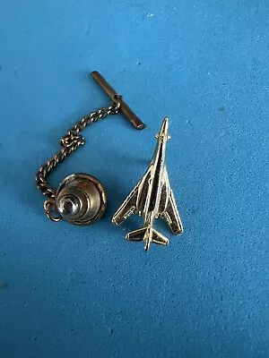 Military Jet Fighter Tie Tack Pin Men's Jewelry Gold Tone About 1” Long Nice • $19.95