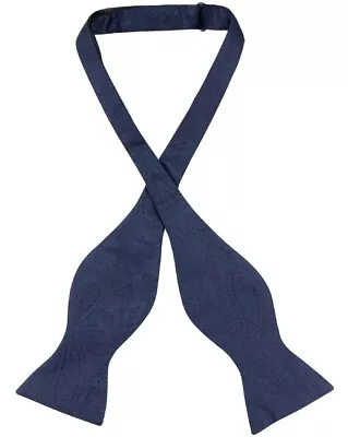 Vesuvio Napoli SELF TIE Bow Tie NAVY BLUE Color PAISLEY Design Mens BowTie • $14.95