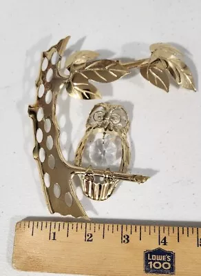 Vintage Mid Century Metal Owl  3D Window - Frig Art 6  Gold Tone Wall Hang Brass • $17.59