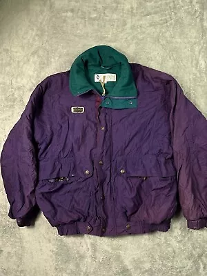 VTG 90s Columbia Radial Sleeve Ski Bomber Jacket Mens XL Purple Lined Korea Made • $55.90