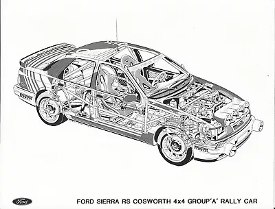 £8.99 • Buy Ford Sierra Rs Cosworth 4x4 Group A Rally Car Cutaway B/w Photograph