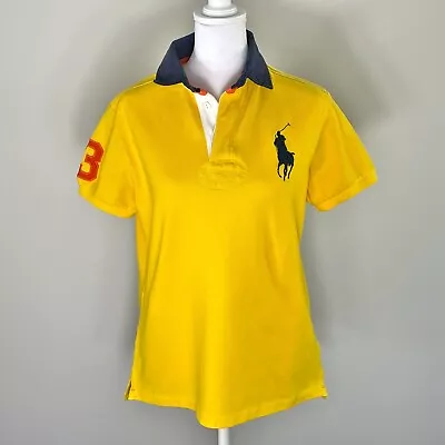 Ralph Lauren Womens Polo Shirt XL Yellow Rugby Casual Golf #3 Big Pony Cotton • $49.80