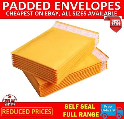 Padded Bubble Envelopes Bags Postal Wraped - All Sizes Gold  - Trade Prices • £1.76