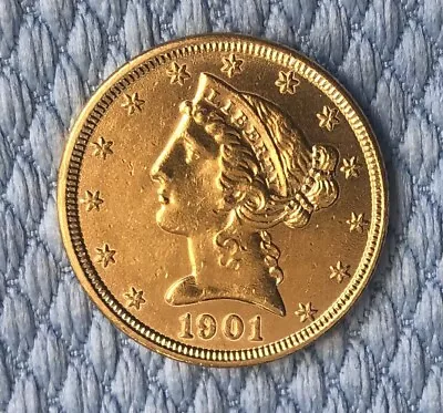 1901 Liberty Head Five Dollar Gold Coin • $530