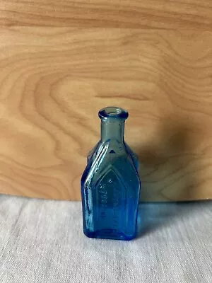 Vtg Miniature Blue Wheaton Cathedral Chief Wahoo Electric Tonic Bottle • $15.99