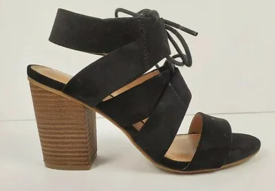 Womens Merona Harriet Black Ghillie Lace Heels Pumps Sandals Shoes NWOB C323 • $11.95