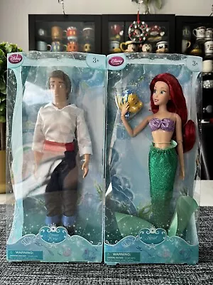 Disney Store Doll Collection Classic Little Mermaid Ariel Prince Eric 12” NIB • $45