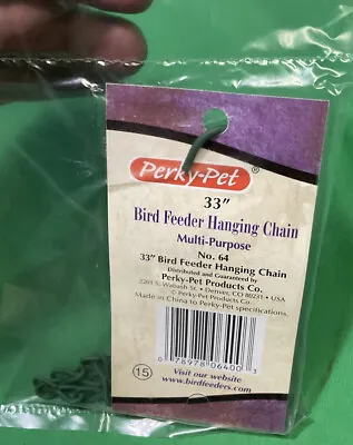 Vintage Perky - Pet 33” Bird Feeder Hanging Chain Green Color • $9.09