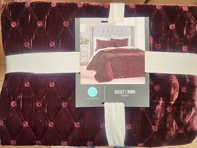 Martha Stewart Collection Diamond Tufted Velvet King Quilt. NEW • $89.99