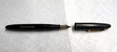 Vintage SHEAFFER'S Fountain Pen - Black/ Gold Trim & 14 K Gold Feather Touch NIB • $15