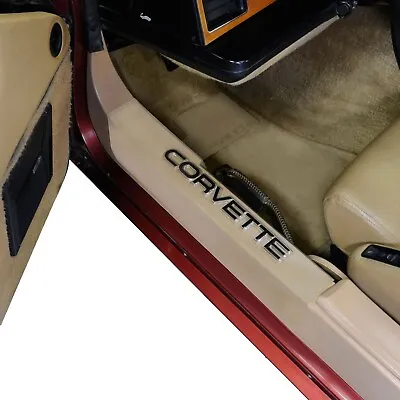 2pc OEM GM Corvette Clear Door Sill Guards / Protectors With Logo For 1984-87 C4 • $99.95