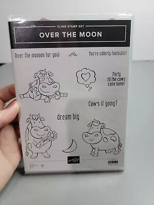 Stampin Up OVER THE MOON 149331 Cows Animals Rubber Stamps Set EUC • $24.90