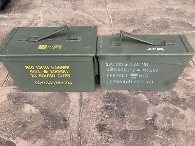 30 Caliber And 50 Cal Steel Ammo Can US Military Steel Box Set Ammo Storage USGI • $39.99