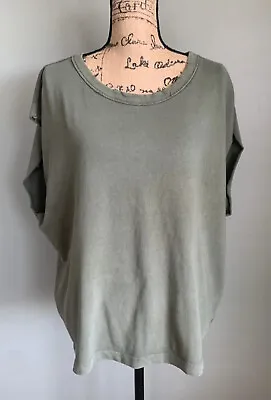 Aerie Women’s Size M Distressed Muscle Shirt Sage Green Cut Off Oversized • $10.89